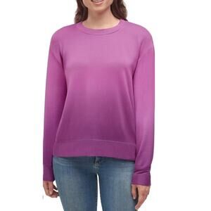 Splendid Crew Neck Pullover Sweater Dip Dye Orchid Pink Purple Ombre XXL 18/20